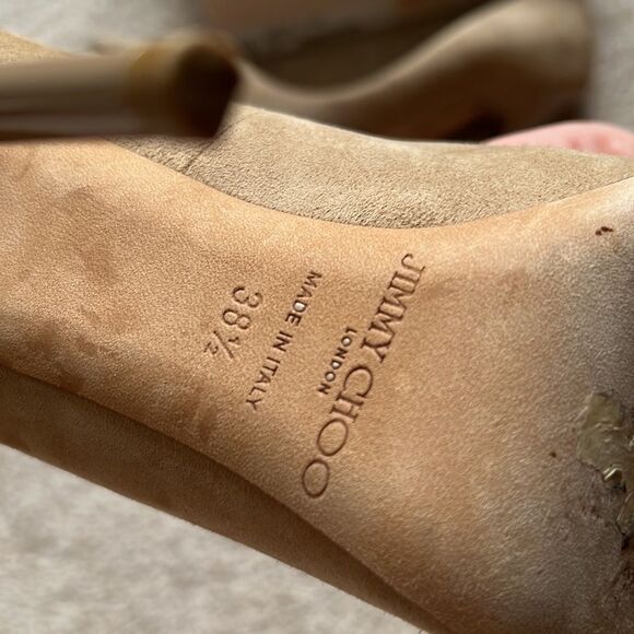 Jimmy Choo Anouk Suede Nude 120mm 38.5 - Picture 7 of 12